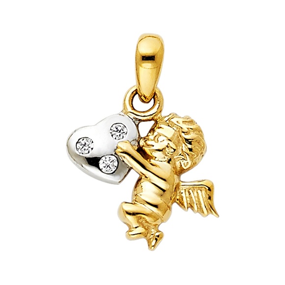 14K Two Tone CZ Angel Pendant,All Products : American Fashion Style Bags On Sale